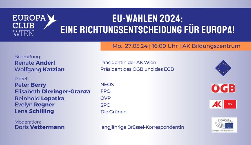 Veranstaltung Europa Club Wien: EU-Wahlen 2024: Eine Richtungsentscheidung für Europa!